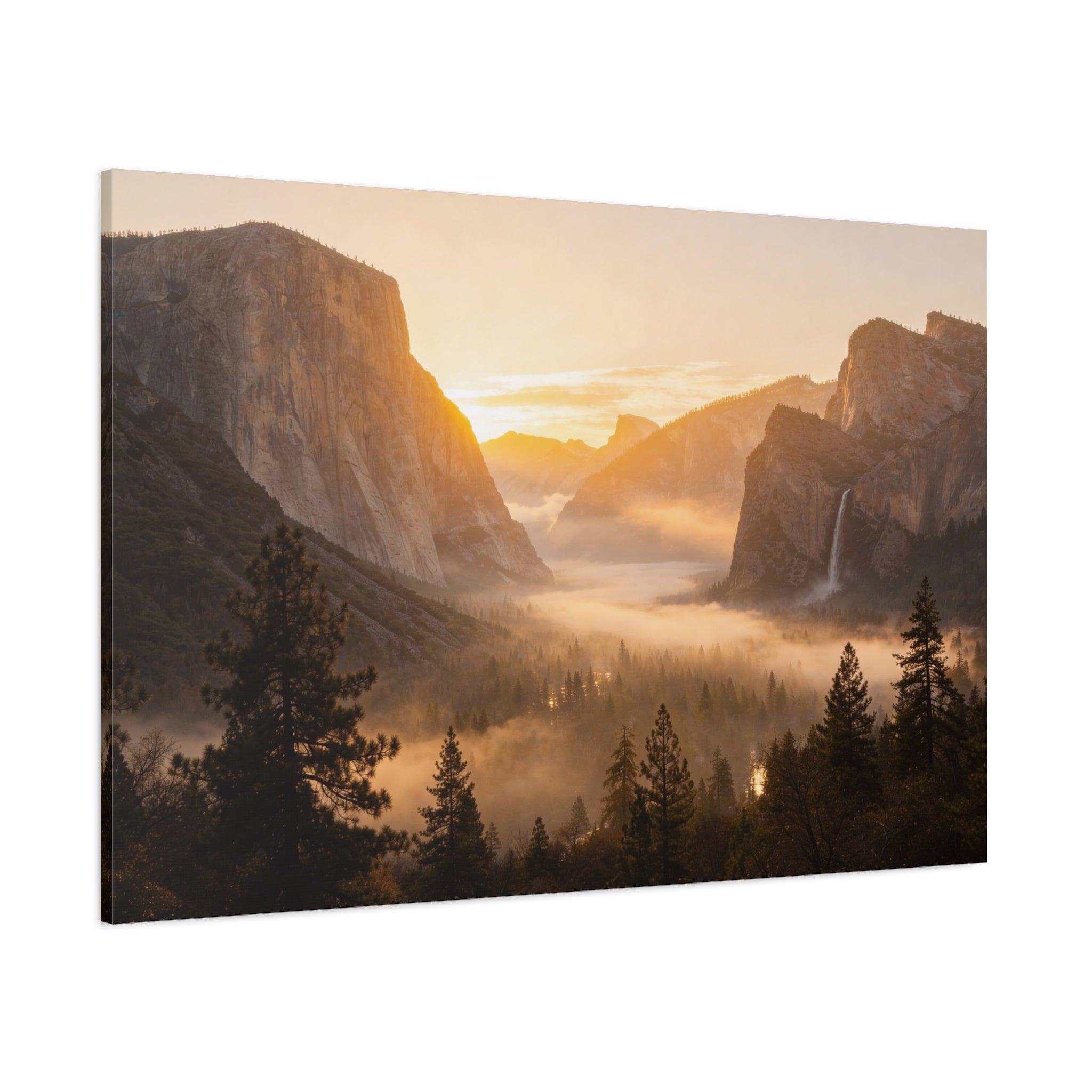 Sunrise Yosemite Valley Canvas Wall Art — Matte Stretched Landscape Print