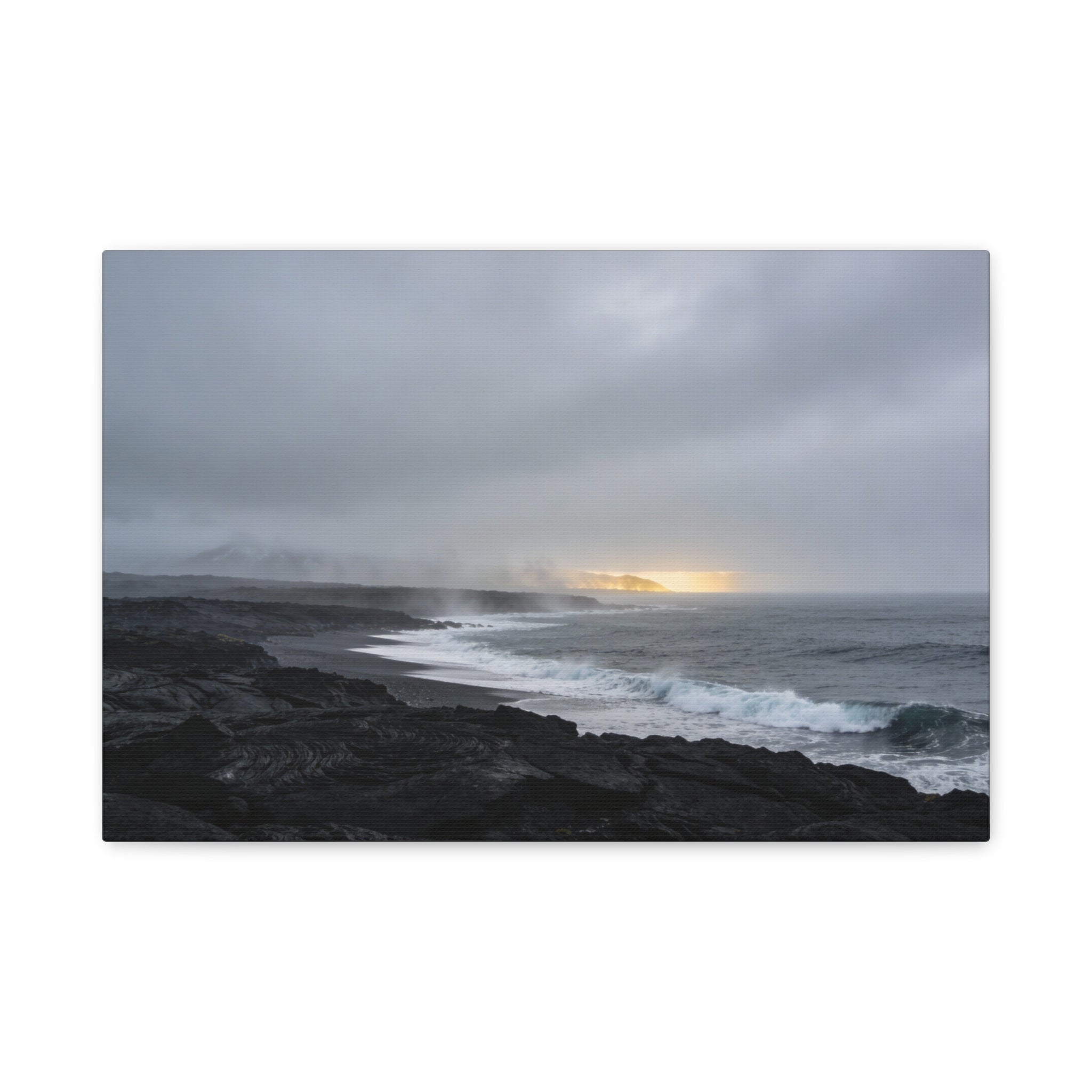 Hawaii Volcanoes National Park - Black Lava Shore - Sea Mist - Minimal