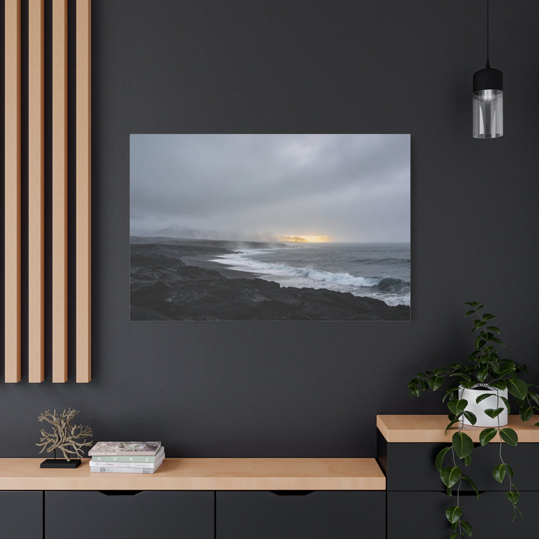 Hawaii Volcanoes National Park - Black Lava Shore - Sea Mist - Minimal