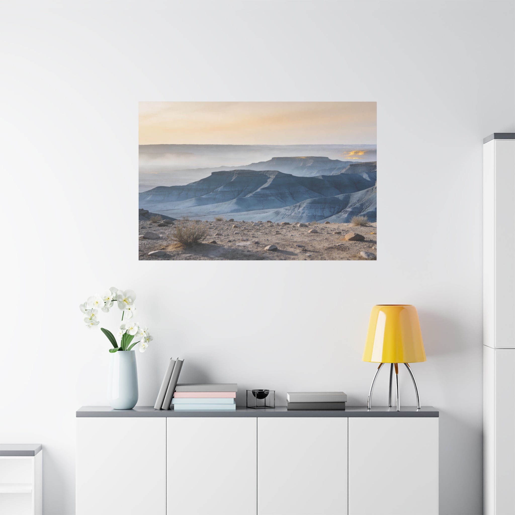 Badlands National Park - Blue Mesa - Teal Gray Hills - Soft Sky