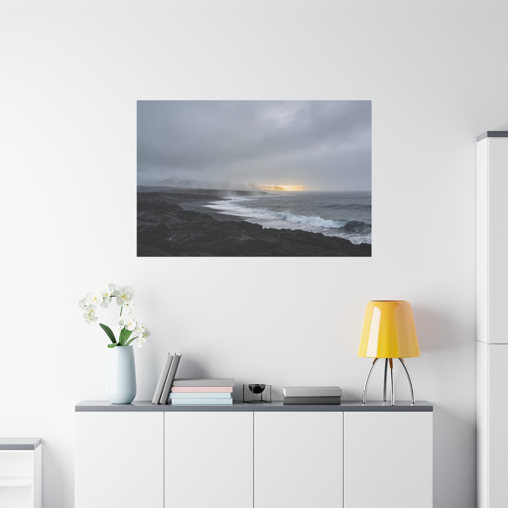 Hawaii Volcanoes National Park - Black Lava Shore - Sea Mist - Minimal