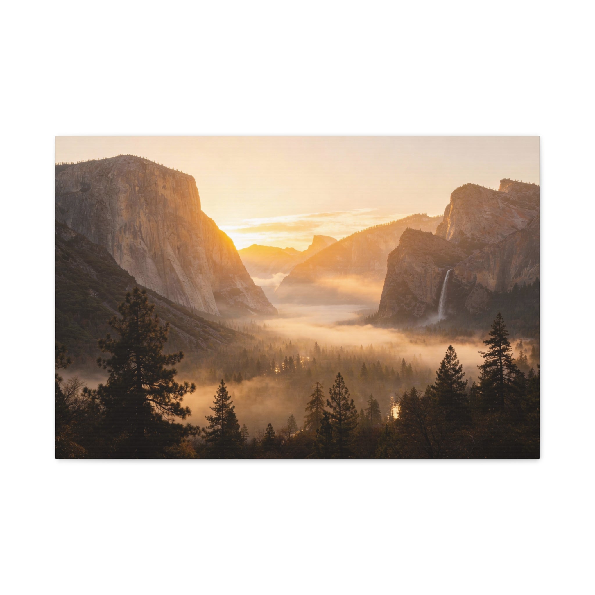 Sunrise Yosemite Valley Canvas Wall Art — Matte Stretched Landscape Print