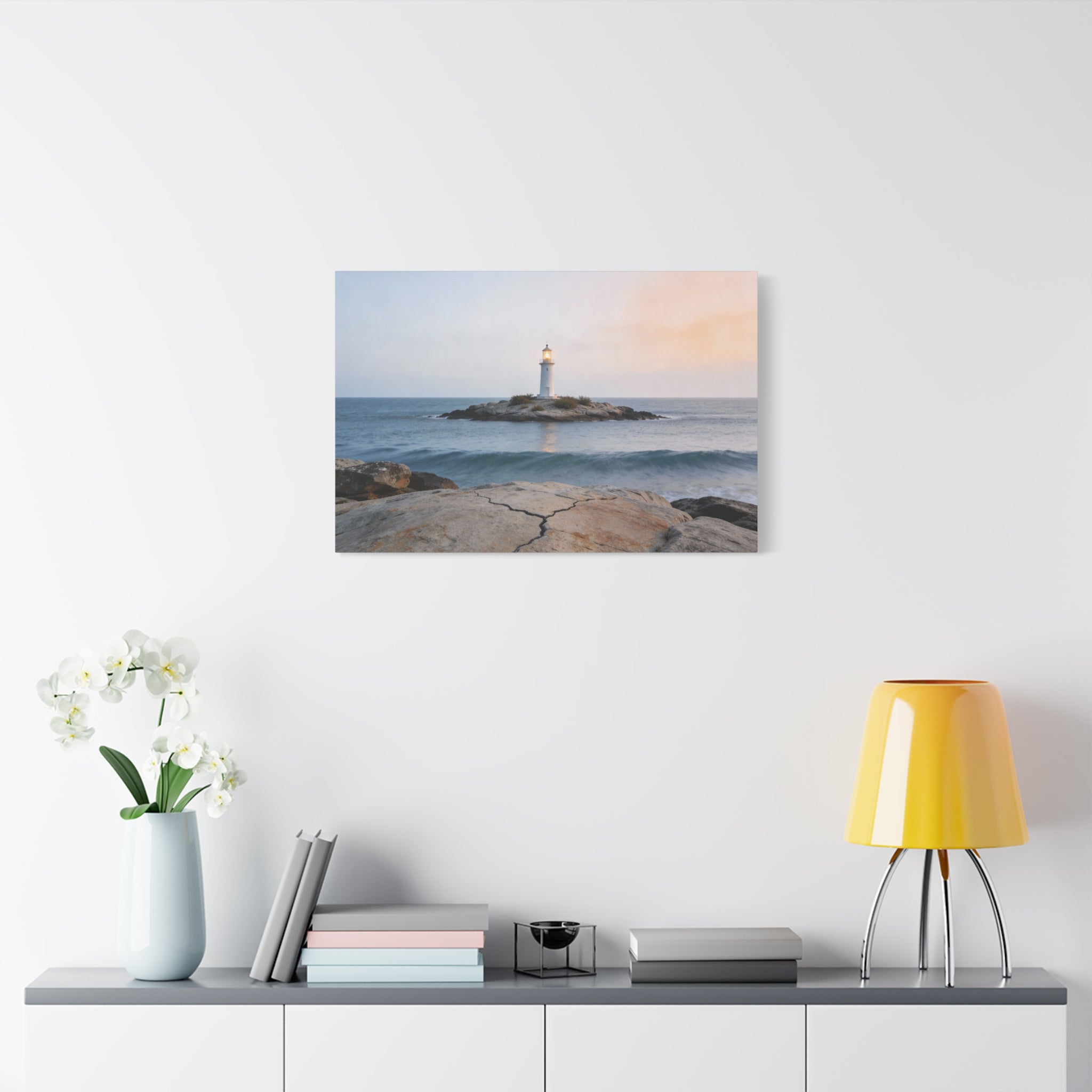 Coastal Horizons - Lighthouse On Rock - Architectural Anchor