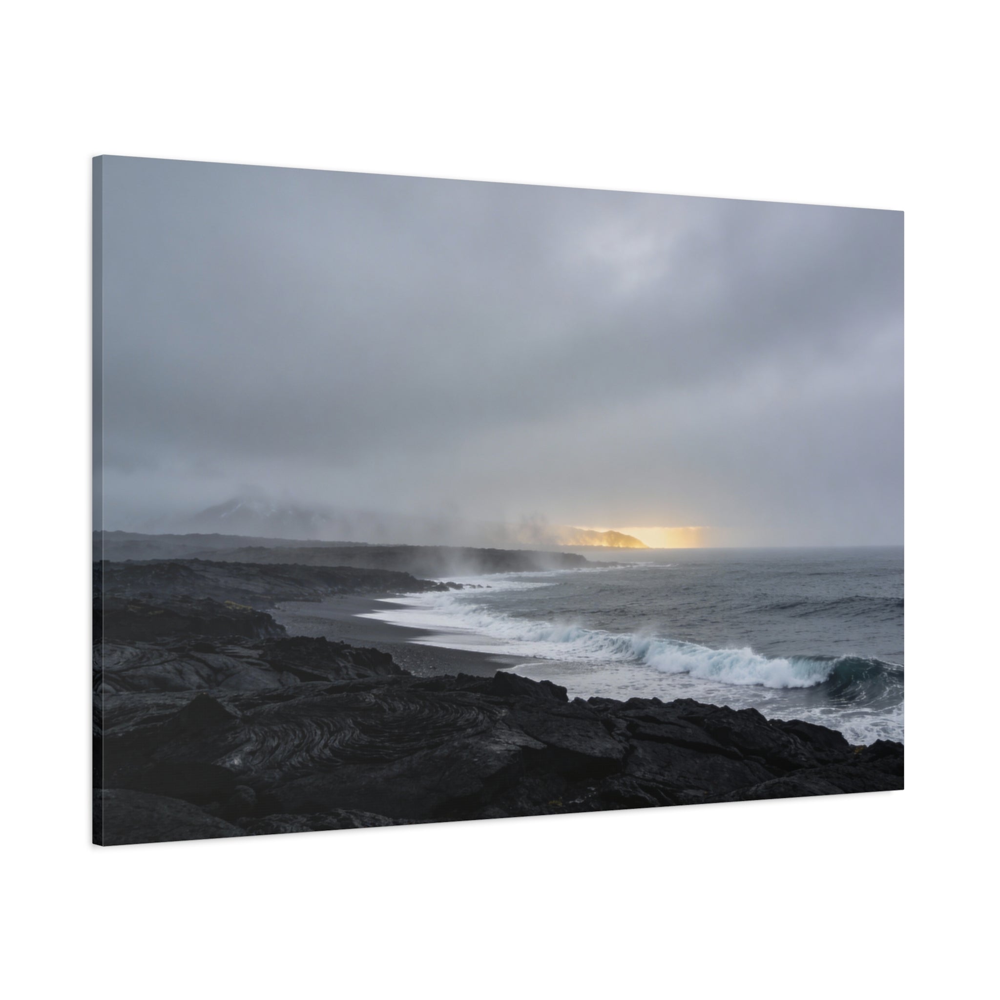 Hawaii Volcanoes National Park - Black Lava Shore - Sea Mist - Minimal