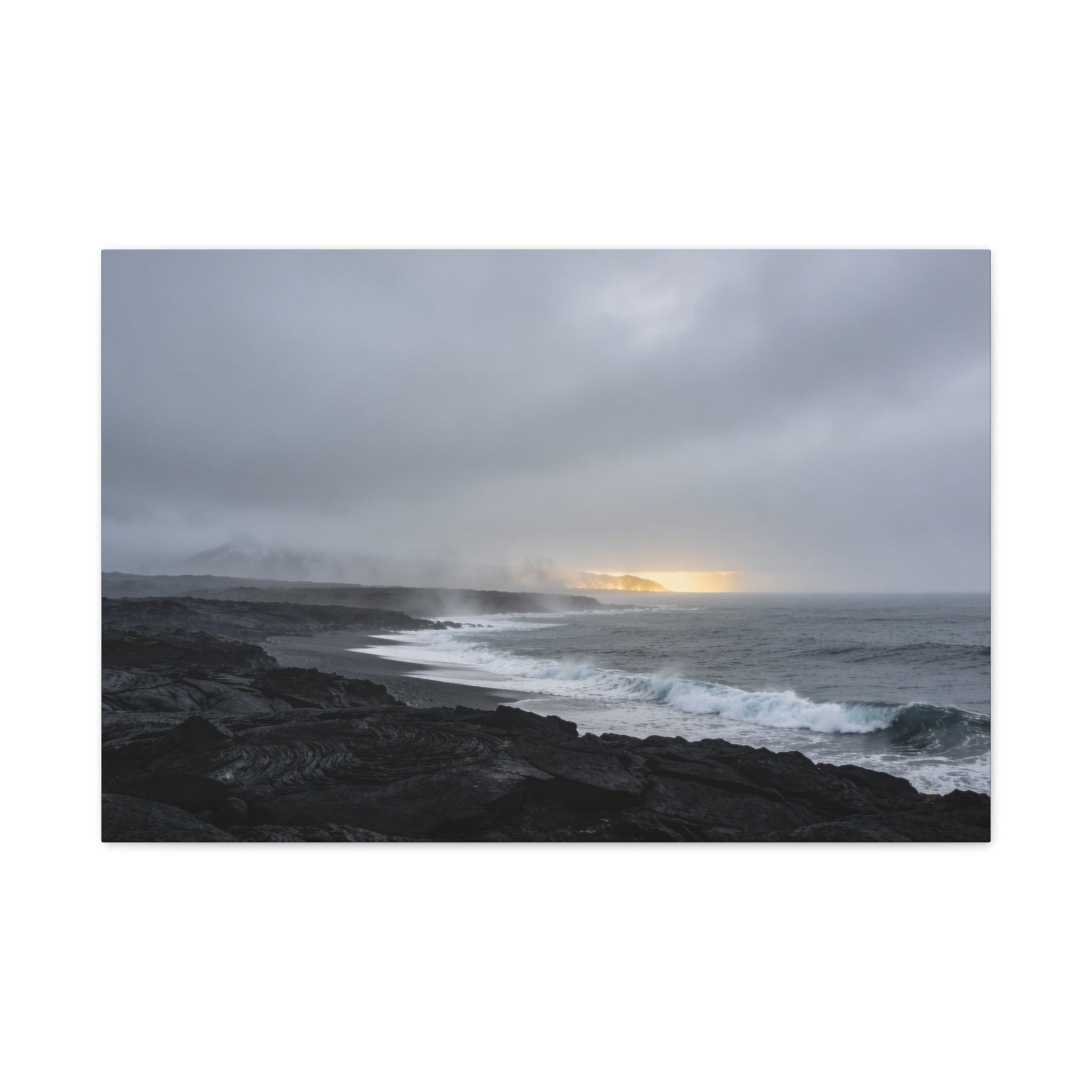 Hawaii Volcanoes National Park - Black Lava Shore - Sea Mist - Minimal