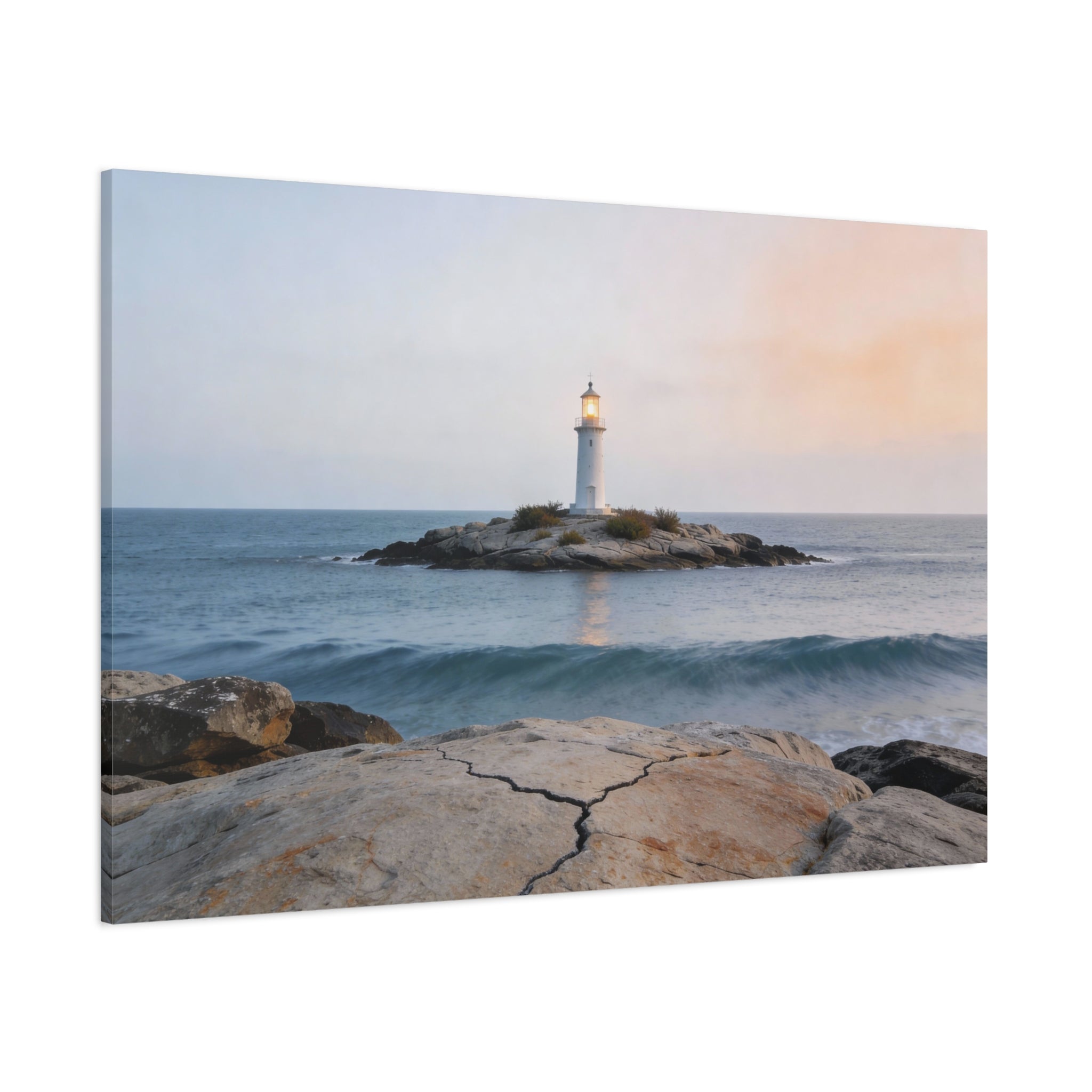 Coastal Horizons - Lighthouse On Rock - Architectural Anchor