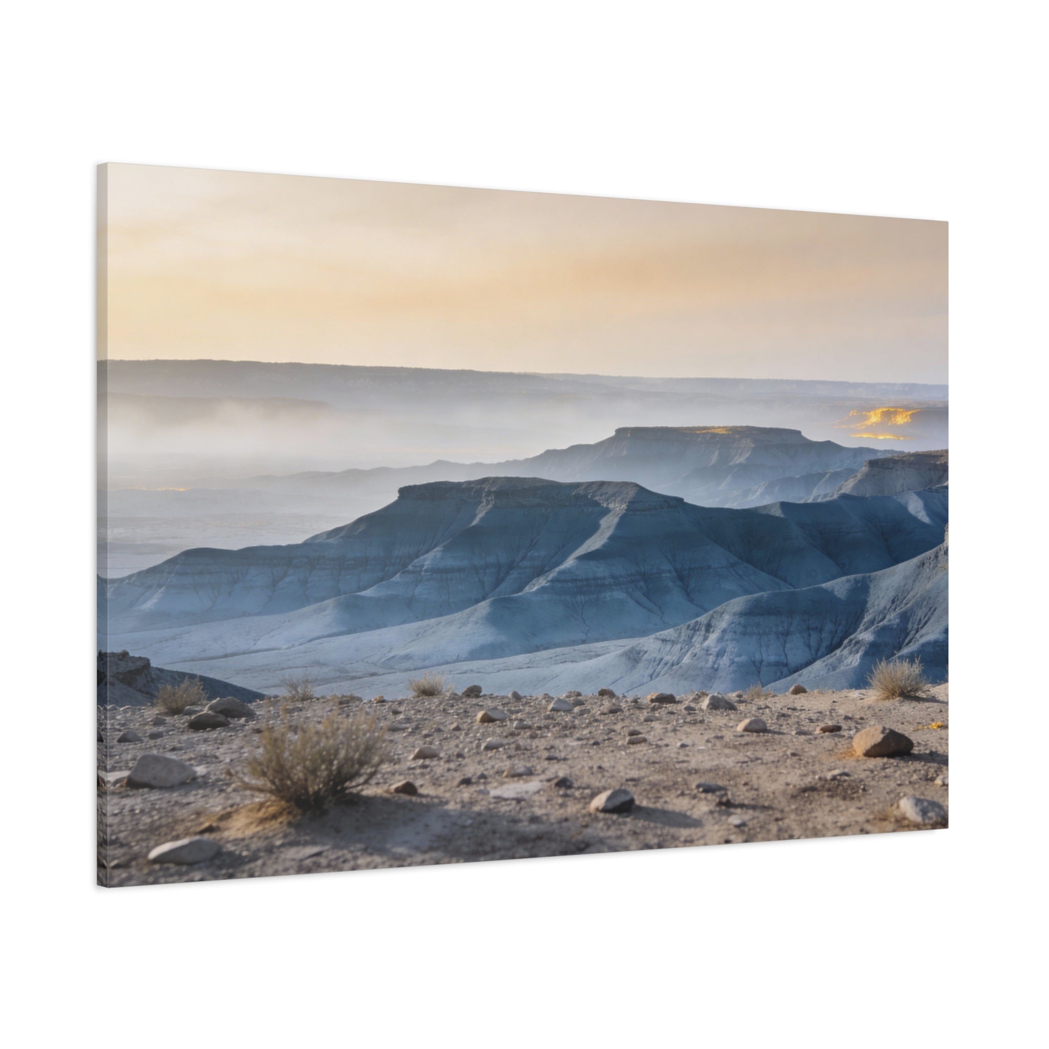 Badlands National Park - Blue Mesa - Teal Gray Hills - Soft Sky