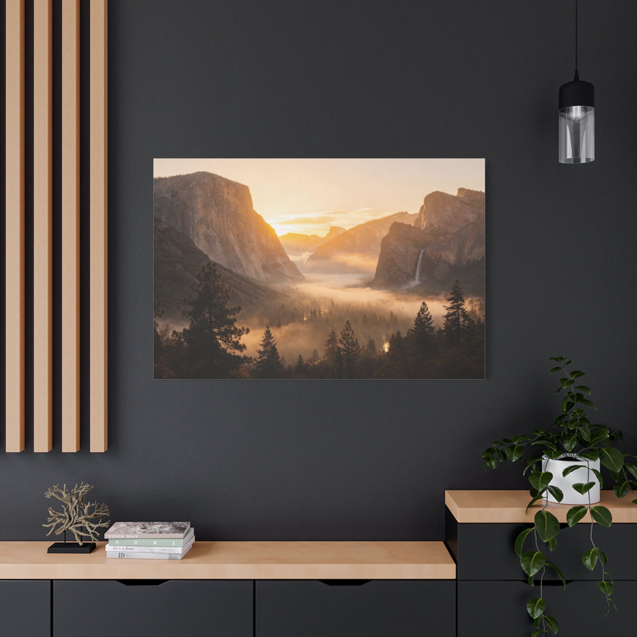 Sunrise Yosemite Valley Canvas Wall Art — Matte Stretched Landscape Print