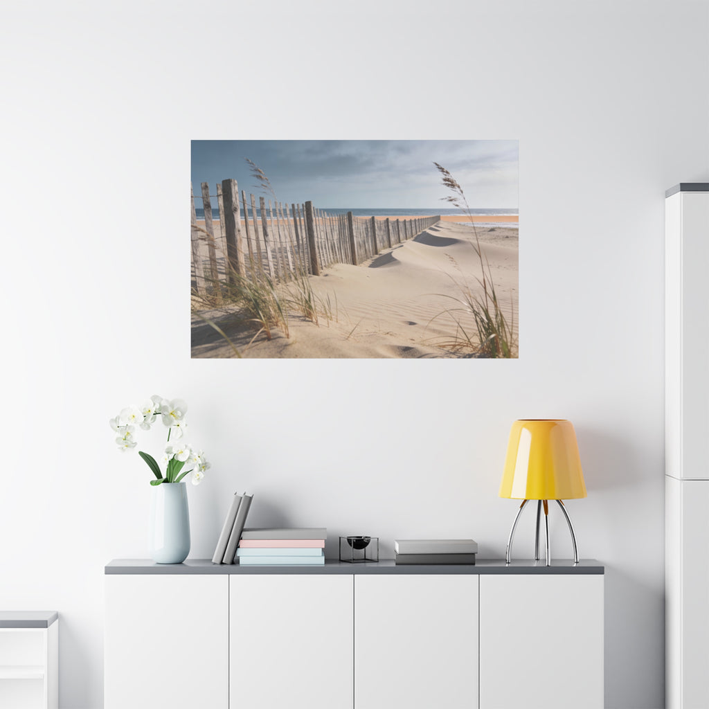 Coastal Horizons - Windswept Dunes - Weathered Fence