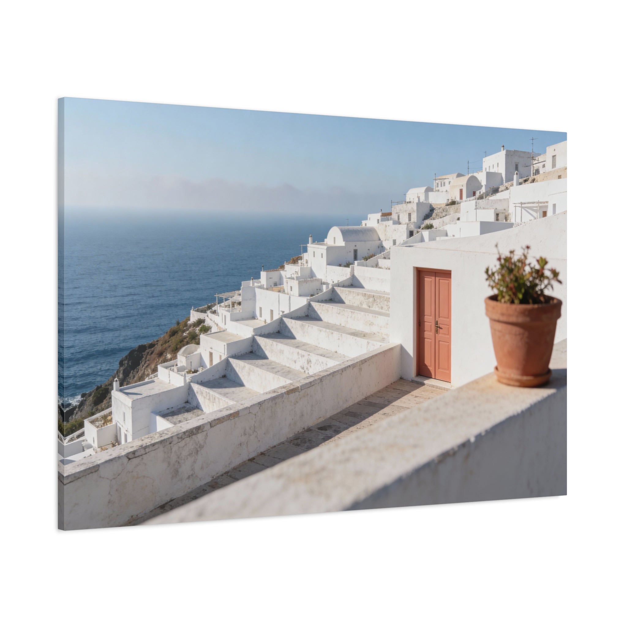 Coastal Horizons - Whitewashed Village - Premium Minimal Architecture