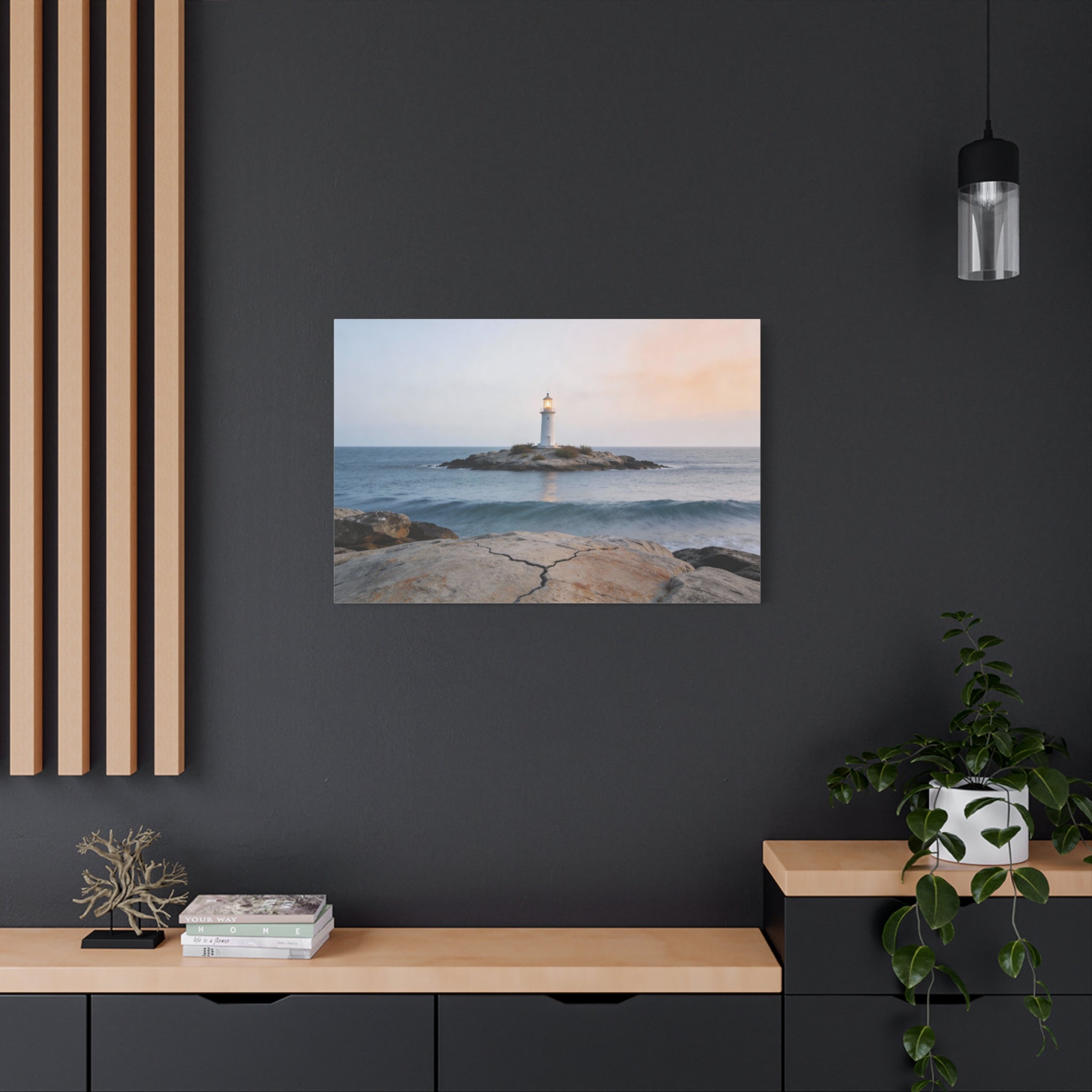 Coastal Horizons - Lighthouse On Rock - Architectural Anchor