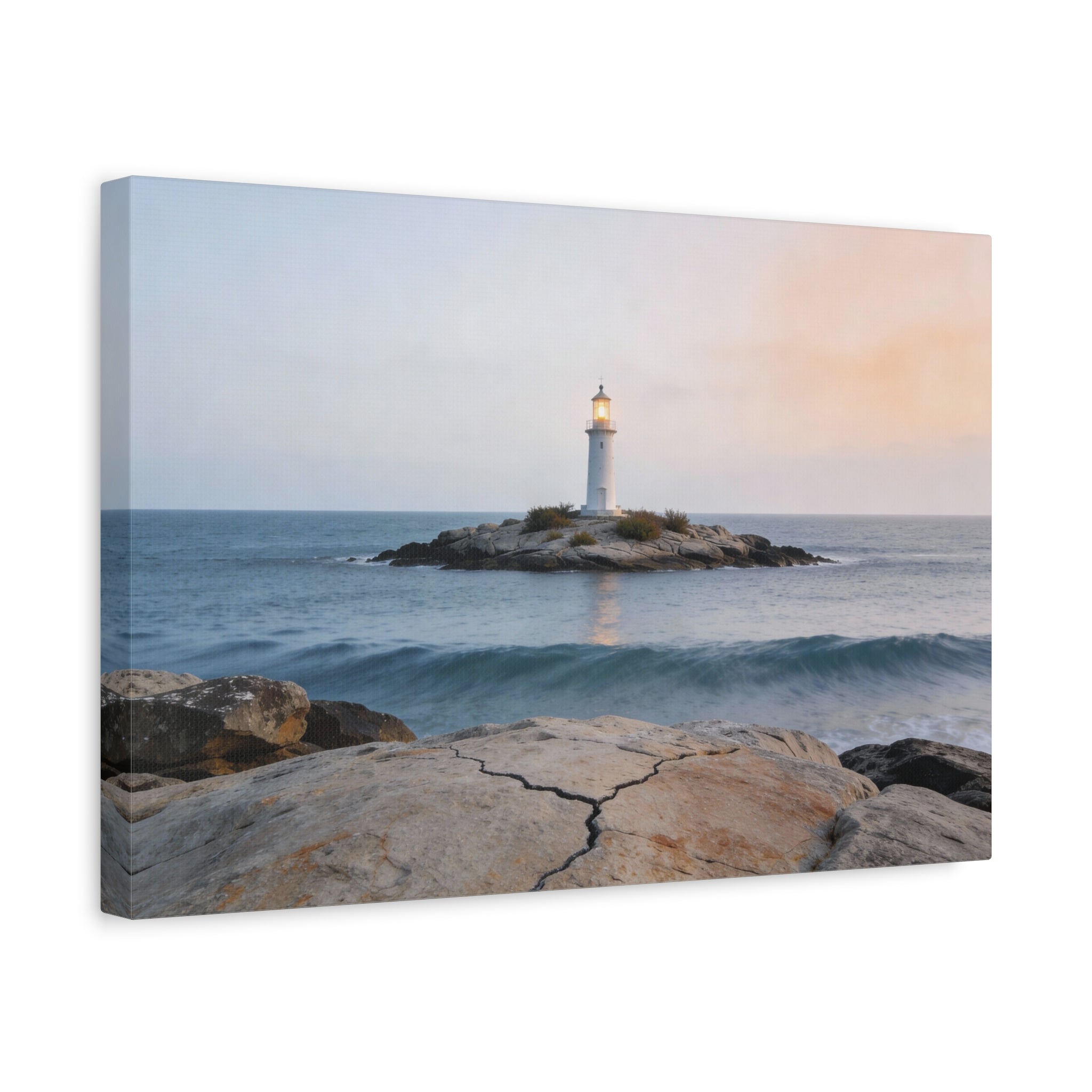 Coastal Horizons - Lighthouse On Rock - Architectural Anchor